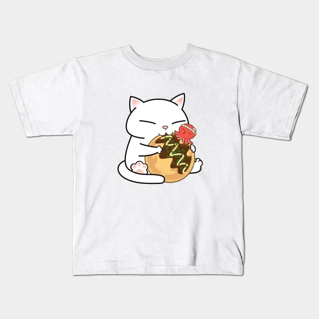 Chubby Cat Takoyaki Kids T-Shirt by Takeda_Art